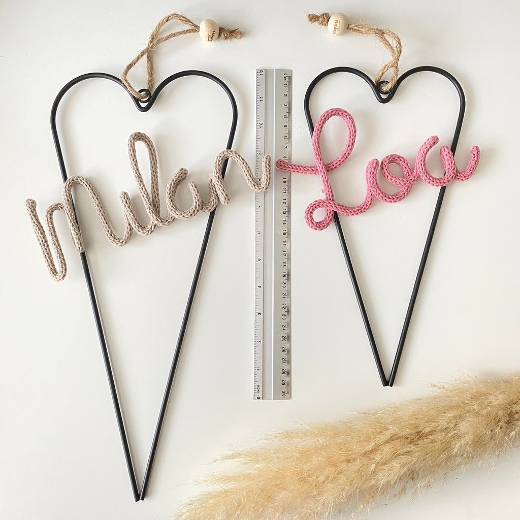 Wandhanger metaal hartje met naam